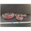 Image 1 : (4) Glass Ruby Flash Stain Bowls Up to 8.5"