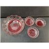 Image 2 : (4) Glass Ruby Flash Stain Bowls Up to 8.5"