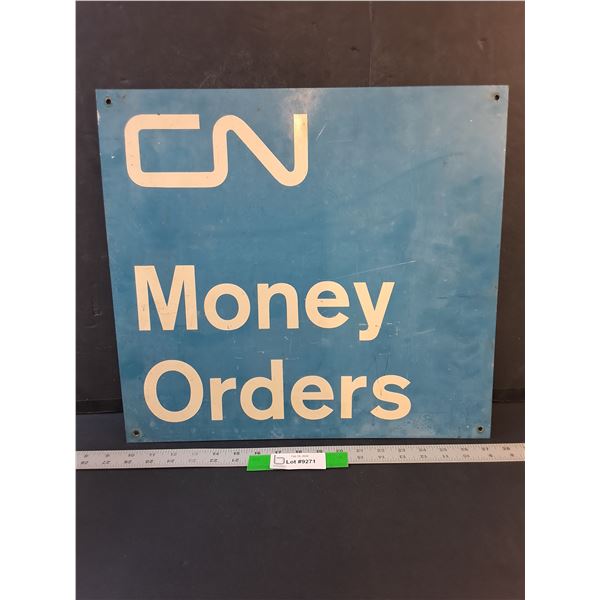 Vintage 18" x 16" CN Money Orders Metal Sign
