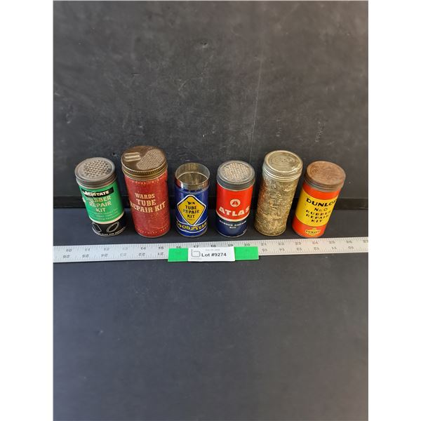 (6) Various Vintage Tire Repair Patch Kits, Goodyear, Dunlop, Atlas, misc