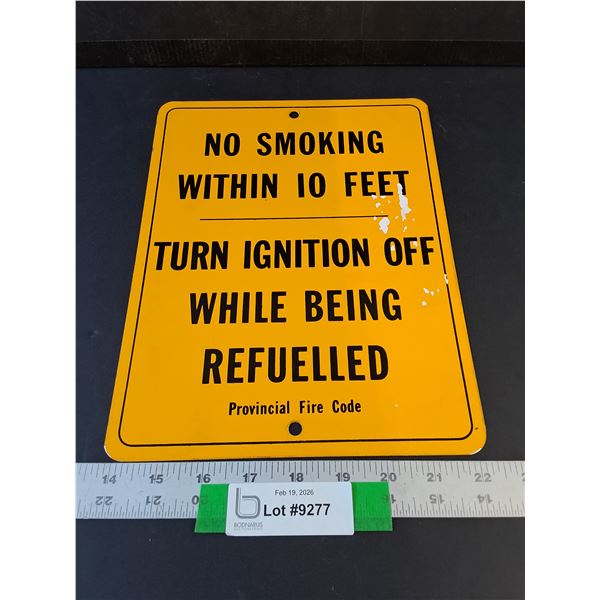 No Smoking Within 10Feet, Provincial Fire Code Gas Station Aluminum Sign 8.5" x 10.5"