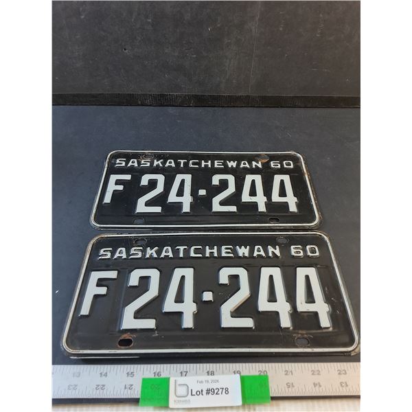 Pair of 1960 Saskatchewan Farm License Plates