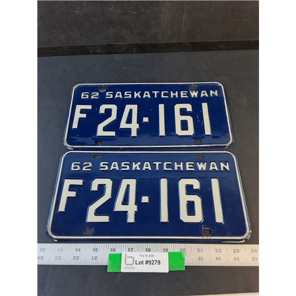 Pair of 1962 Saskatchewan Farm License Plates