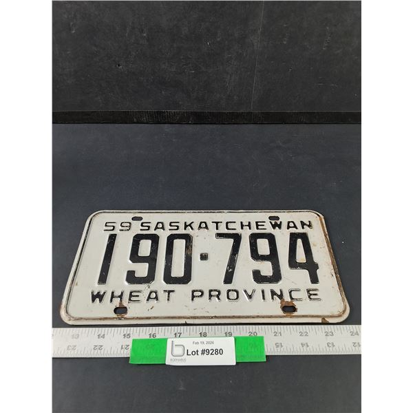 1959 Saskatchewan License Plate