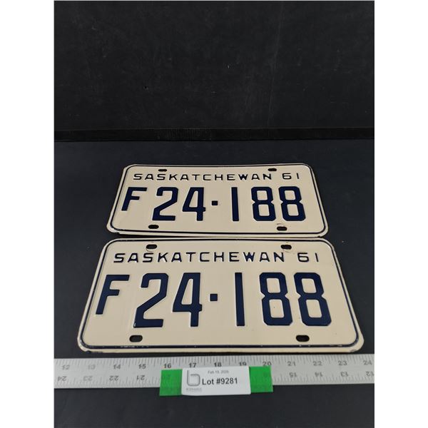 Pair of 1961 Saskatchewan Farm License Plates
