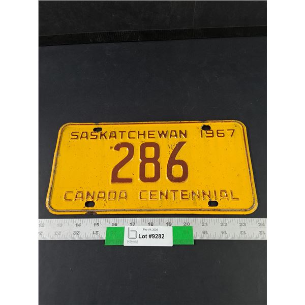 1967 Saskatchewan Three Digit License Plate