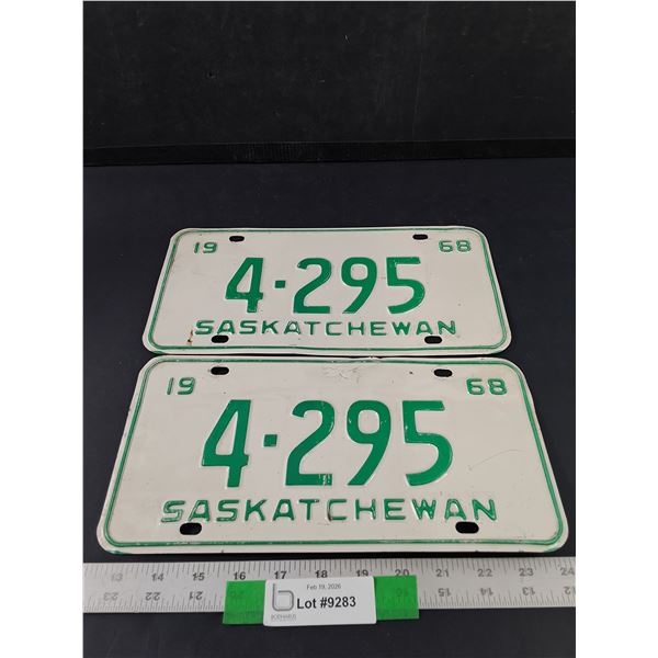 Pair of 1968 Saskatchewan Four Digit License Plates
