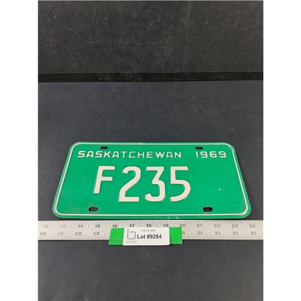 1969 Saskatchewan Three Digit Farm License Plate