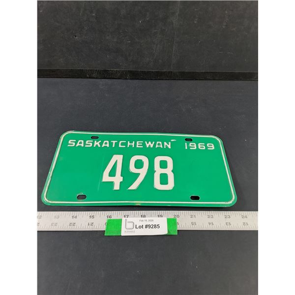 1969 Saskatchewan Three Digit License Plate