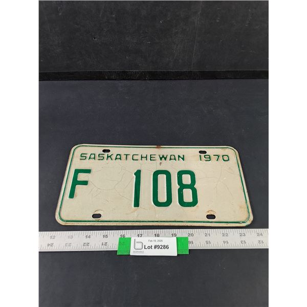 1970 Saskatchewan Three Digit Farm License Plate