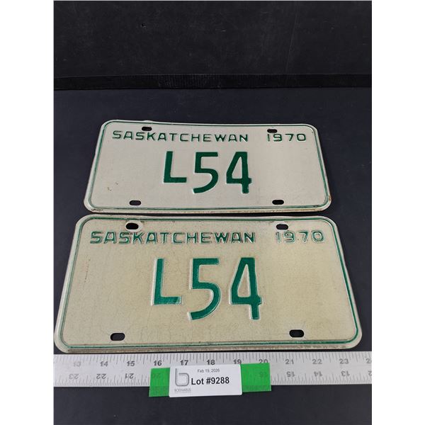 Pair of 1970 Saskatchewan Two Digit Livery License Plates