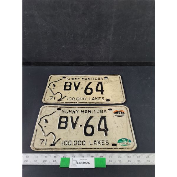 Pair of 1971 Manitoba Passenger License Plates