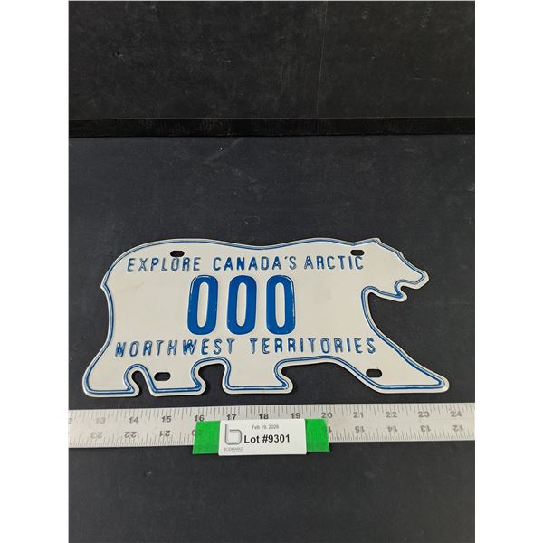 Vintage North West Territories Sample License Plate