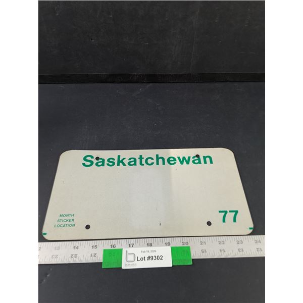 Vintage 1977 Saskatchewan Prototype Sample License Plate