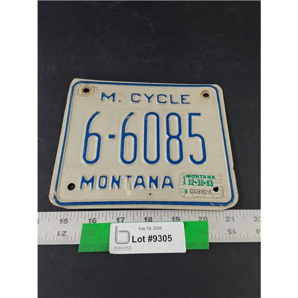 Vintage 1983 Montana Motorcycle License Plate