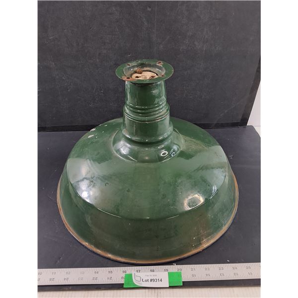 Vintage Green Enamel Light Fixture, Shade 18" Diameter, As Is - PICK UP