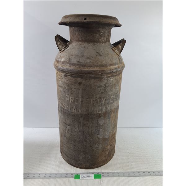 *Vintage Metal British American Oil Co. Milk Can Style Transporting Container, 28" Tall - PICK UP