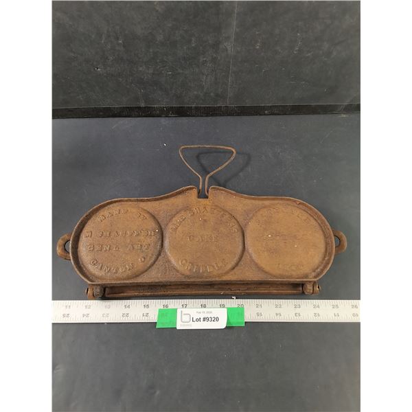 Vintage Shaeffer England Cast Iron Pancake Flop Griddle, 15.5" x 6"