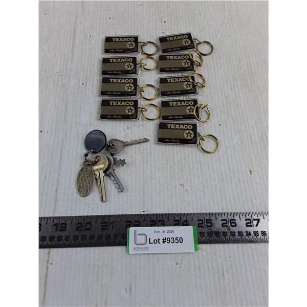 (9) Texaco Key Chains, Old Set of Keys