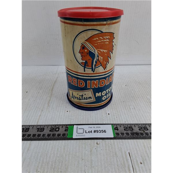 Retro Red Indian Aviation Motor Oil Tin