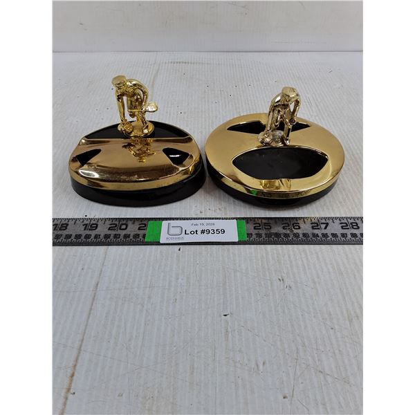 (2) Vintage Style Ashtrays Featuring Curling