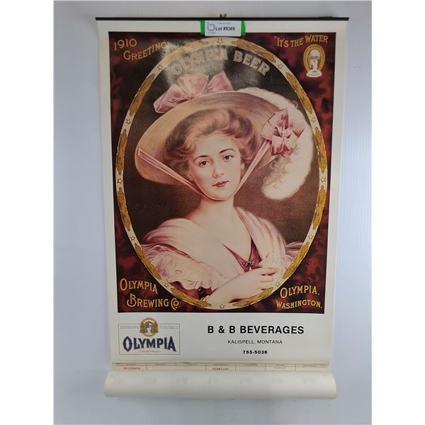 Vintage 1982 Olympia Beer Calendar-Kalispell,Montana