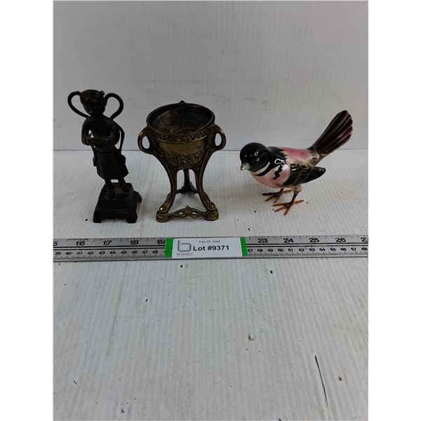 Vintage Made in Japan Oriole/Chickadee,Brass Incense Burner,Chinese Bronze Figure