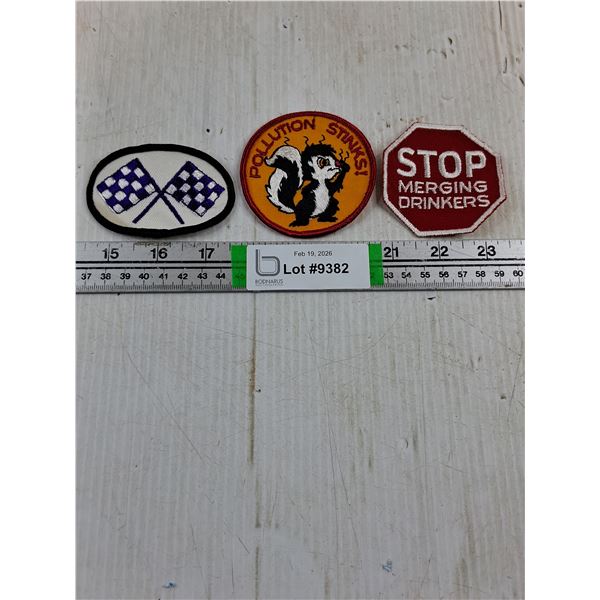 (3) Patches-Racing Flags,Pollution Stinks and Stop Merging Drinkers