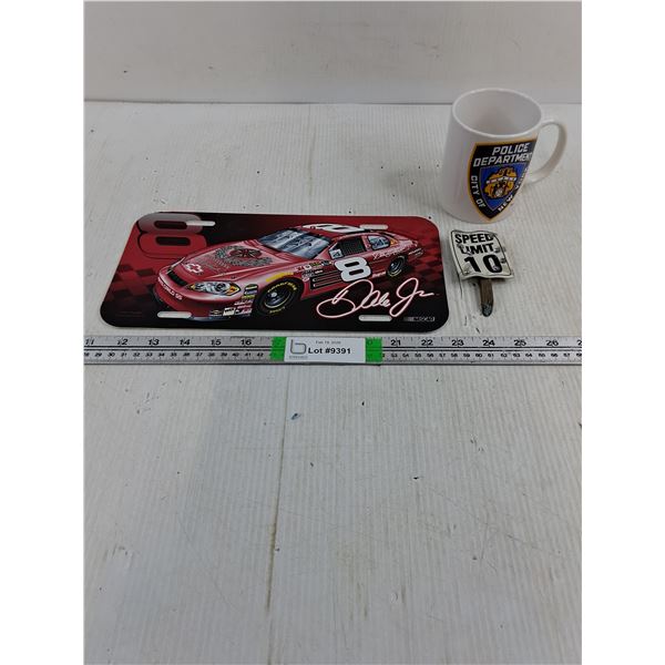 Dale Earnhardt Jr.Plate,New York Police Mug,Speed Limit Sign