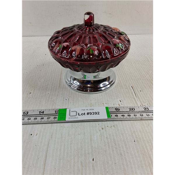 Candy Dish with Cranberry Glass Lid