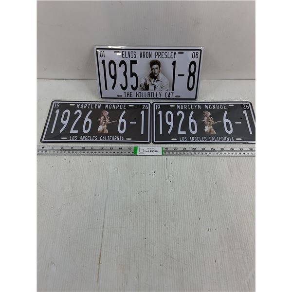 (2) Marilyn Monroe and (1) Elvis Decorative License Plates