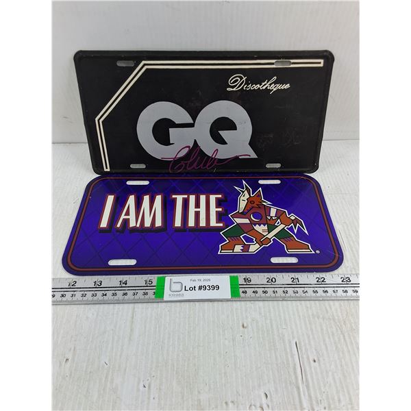 GQ Club Metal Plate and Phoenix Coyotes Plastic Decor Plate
