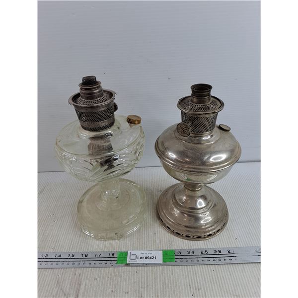 (2) Vintage Aladdin Kerosene Lamps