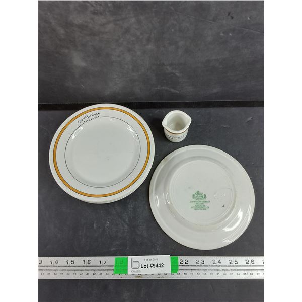 John Maddock & Sons 7" Ceramic Plates - Chipped & Cream Cup