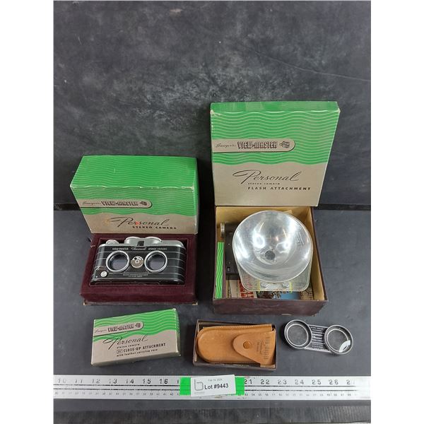 Vintage Sawyers View Master Stereo Camera, 36" Close Up & Flash Attachments, AS IS