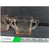 Image 3 : Hazel Atlas Pink Chevron Depression Glass Cream & Sugar