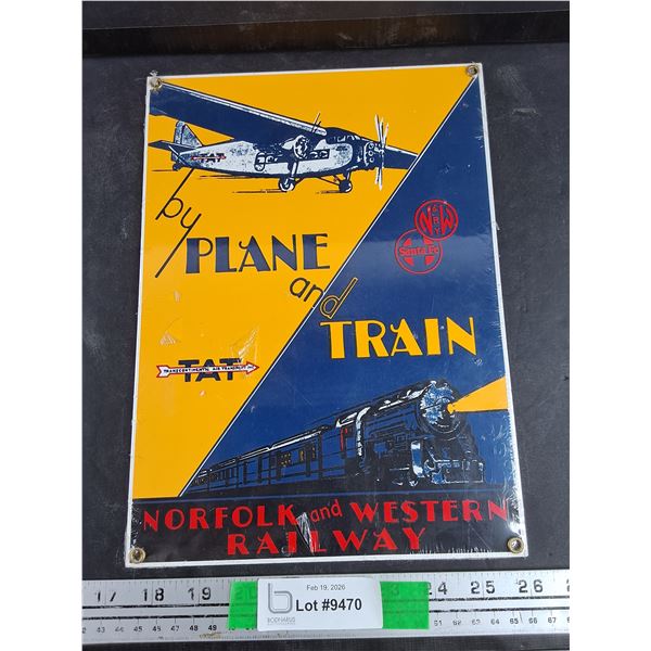 Vintage By Plane and Train Sign 12" x 8 1/2"