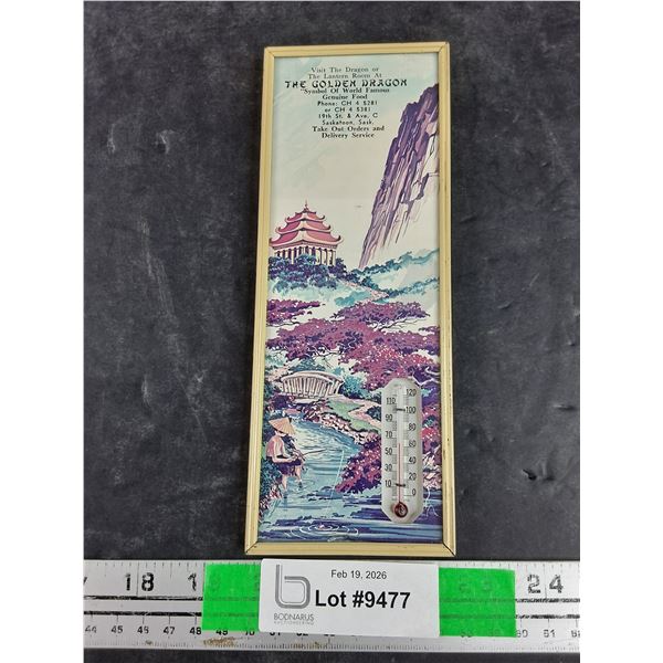 Vintage The Golden Dragon Wall Thermometer