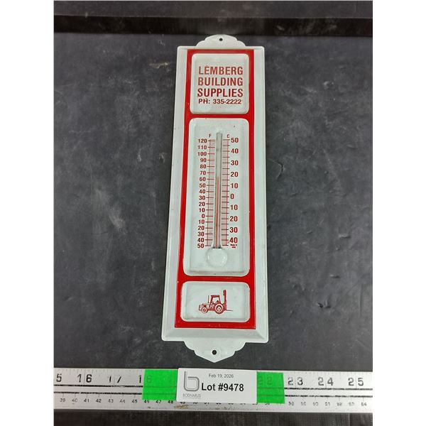 Vintage Lemberg Building Supplies Wall Thermometer