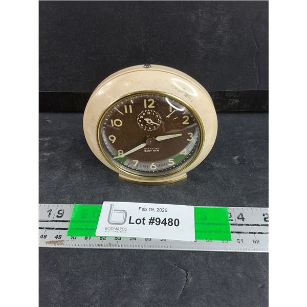 Vintage Westclox Baby Desk Clock - Powers On,  As Is