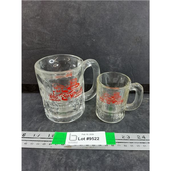(2) Dog & Suds Glass Mugs