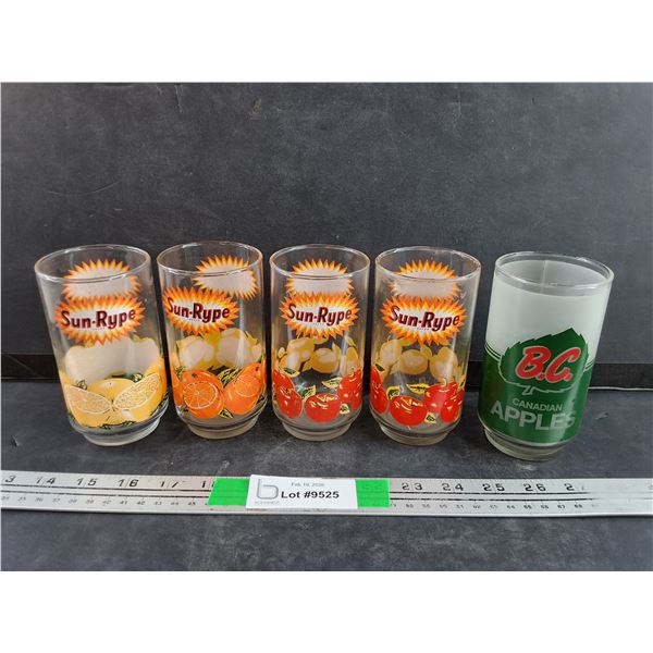 Vintage Sun-Rype & B.C. Canadian Apples Glasses