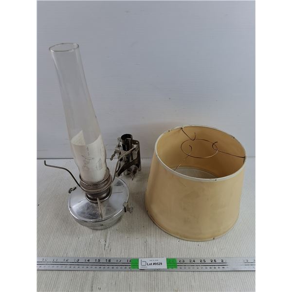 Vintage Wall Mount Kerosene Lamp w/Beige Lamp Shade - PICK UP ONLY