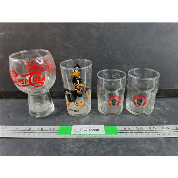Vintage Glasses - Pepsi Cola, Daffy Duck, Calgary Ginger Ale
