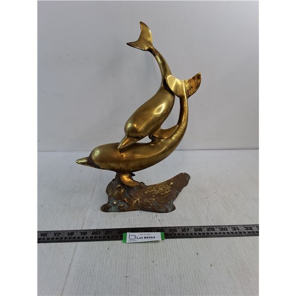 Brass Dolphins Ornament - 16" High
