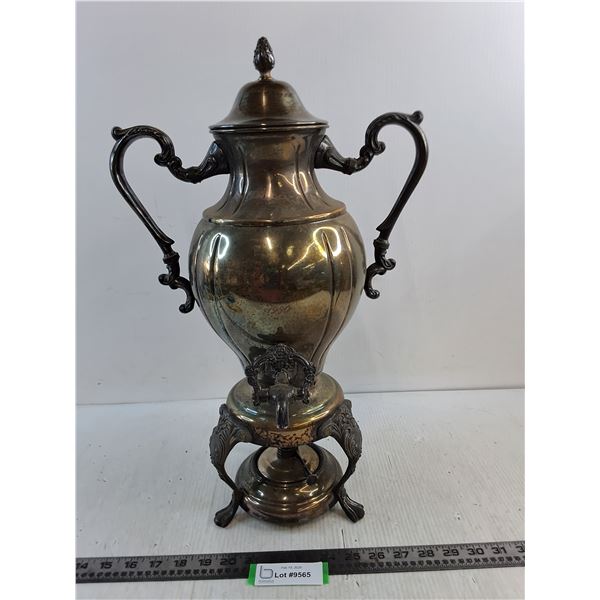 Vintage Silver-Plated Ornate Hot Beverage Dispenser - 20" High