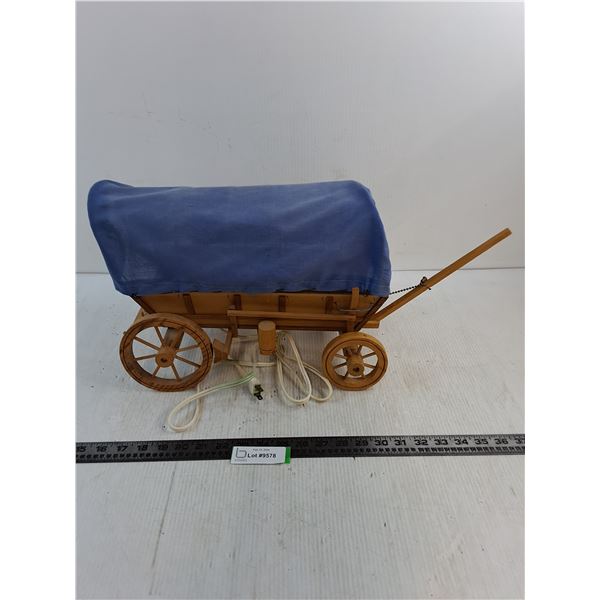 Wooden Hand-Made "Covered Wagon" Lamp - Tested - 14x7x11" - Pickup Preferred