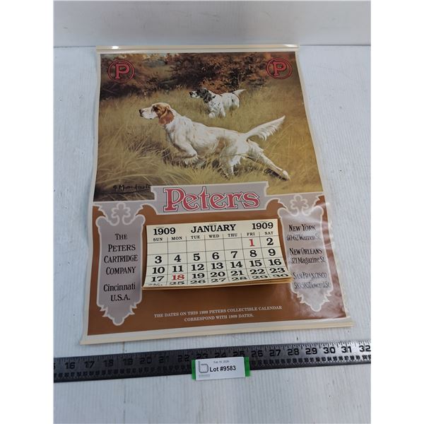1909 "Peters Cartridge Company" Wall Calendar Reproduction