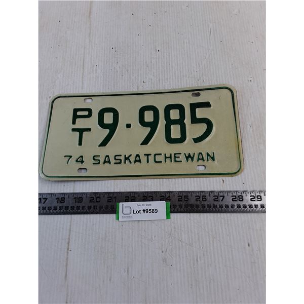 1974 PT Saskatchewan License Plate