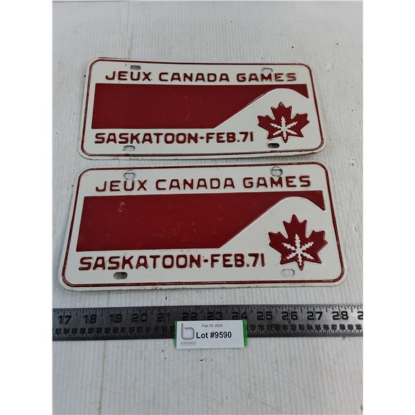 Pair of 1971 "Jeau Canada Games" Novelty License Plates